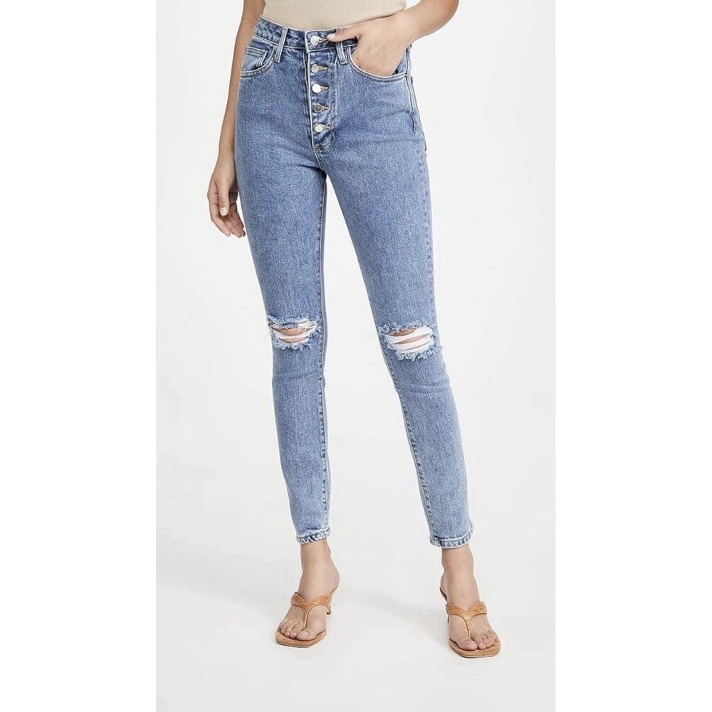 WeWoreWhat The Danielle High Rise Vintage Straight Jeans, Spring St Hole Size 24